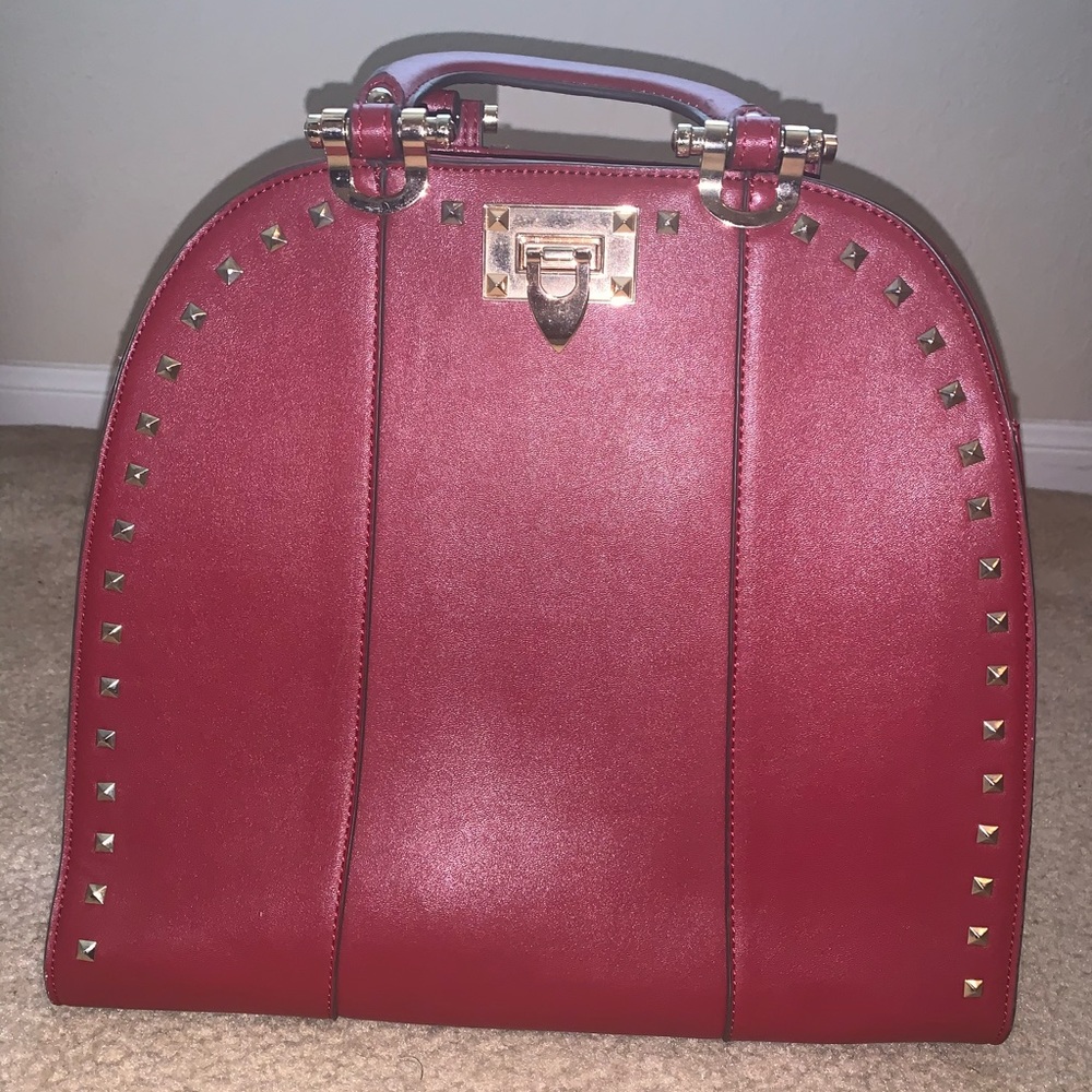 Maroon Studded Handbag